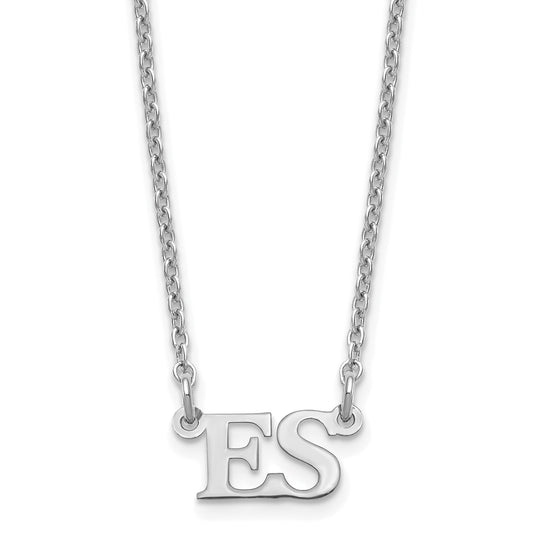 Sterling Silver Silver/Rhodium Plated Small Initials Necklace