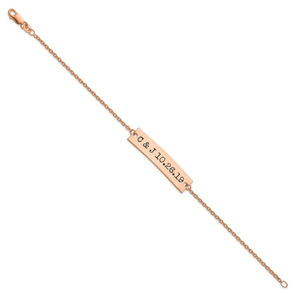 14K Rose Gold Brushed Epoxy Initials And Date Bar Bracelet