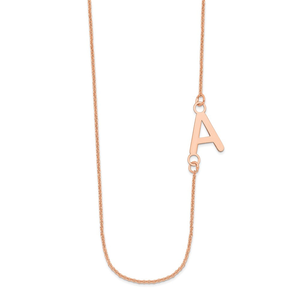 14K Rose Gold Small Offset Initial Necklace