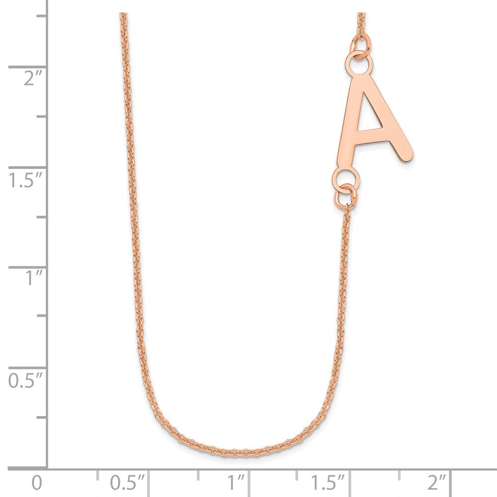14K Rose Gold Small Offset Initial Necklace