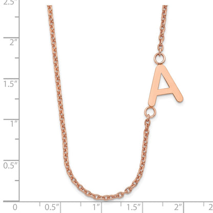 Rose Plated Sterling Silver/Rose Small Offset Initial Necklace