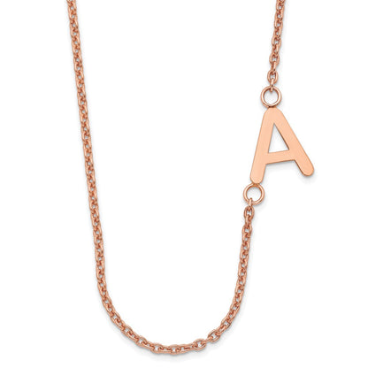 Rose Plated Sterling Silver/Rose Small Offset Initial Necklace