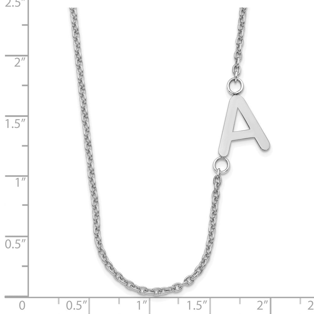 Sterling Silver Silver/Rhodium Plated Small Offset Initial Necklace