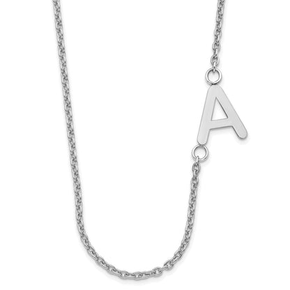 Sterling Silver Silver/Rhodium Plated Small Offset Initial Necklace