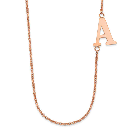 14K Rose Gold Large Offset Initial Necklace