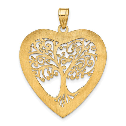 14K Yellow Gold 14Ky Heart Family Tree Pendant