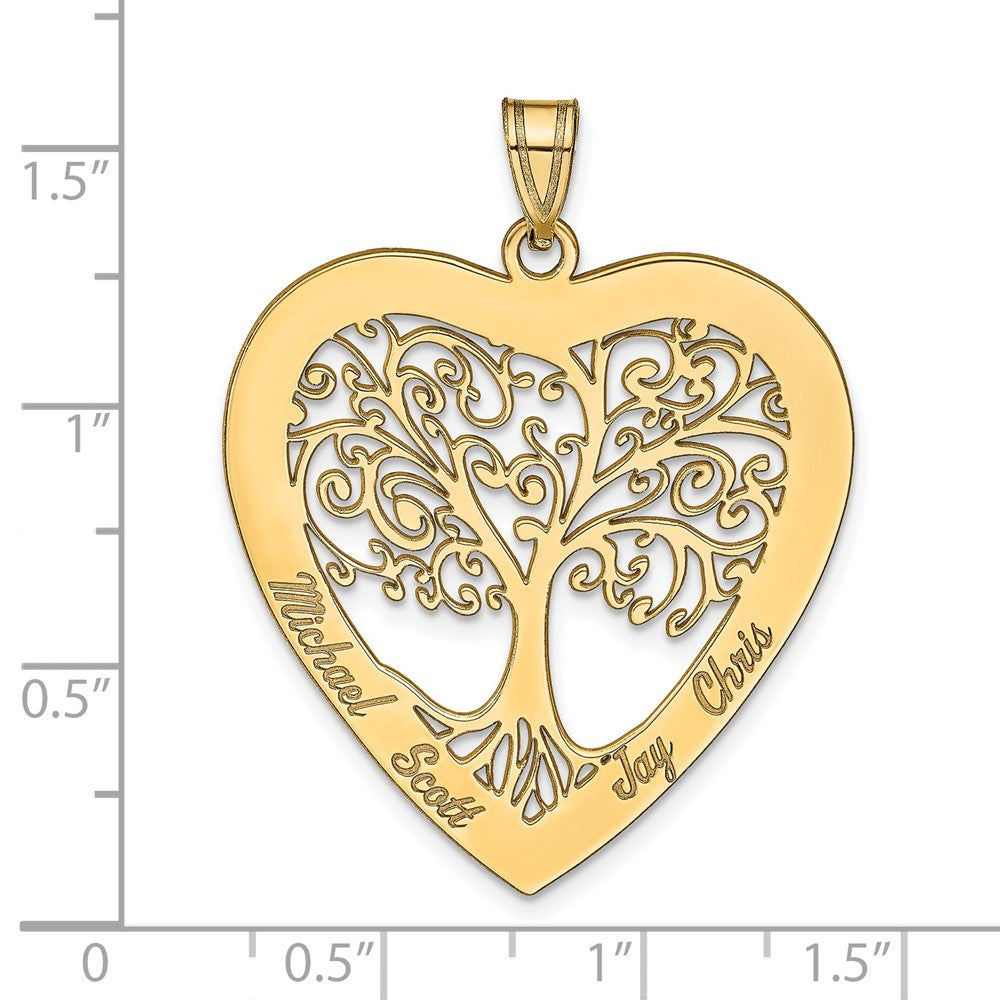 14K Yellow Gold 14Ky Heart Family Tree Pendant