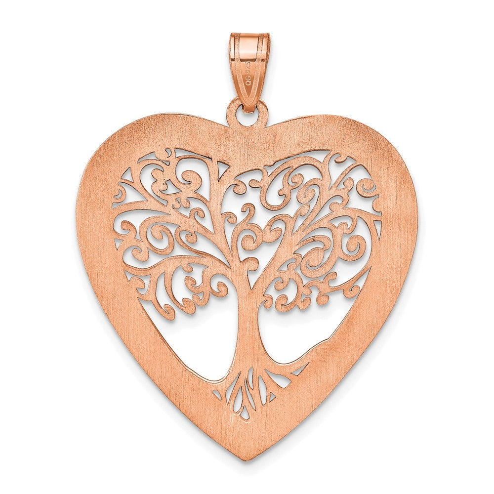 14K Rose Gold Heart Family Tree Pendant