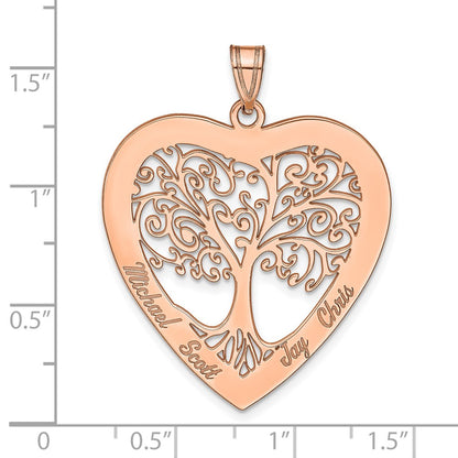14K Rose Gold Heart Family Tree Pendant