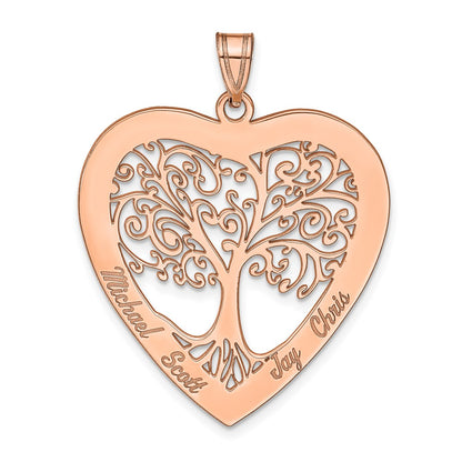 14K Rose Gold Heart Family Tree Pendant