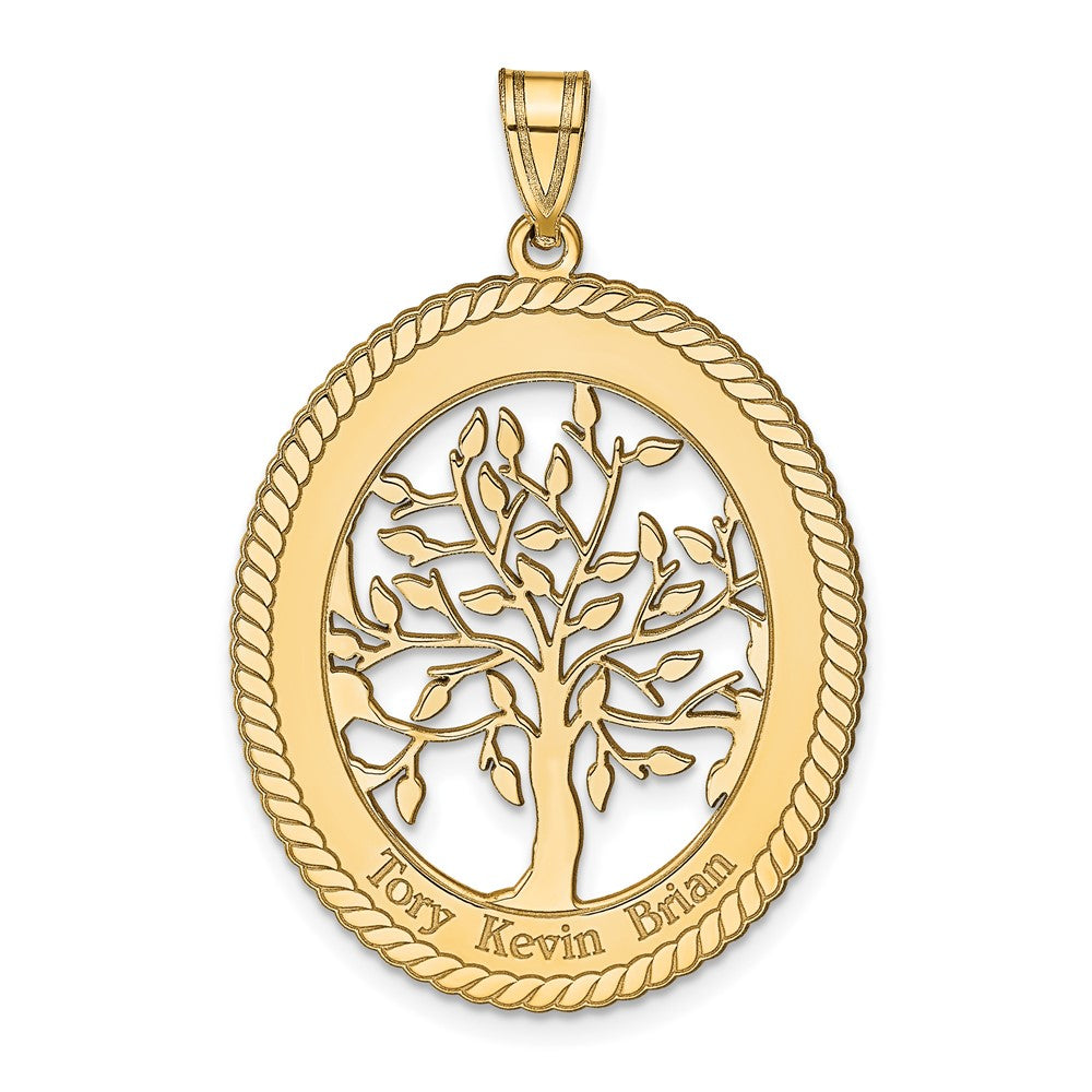 14K Yellow Gold 14Ky Oval Family Tree Pendant