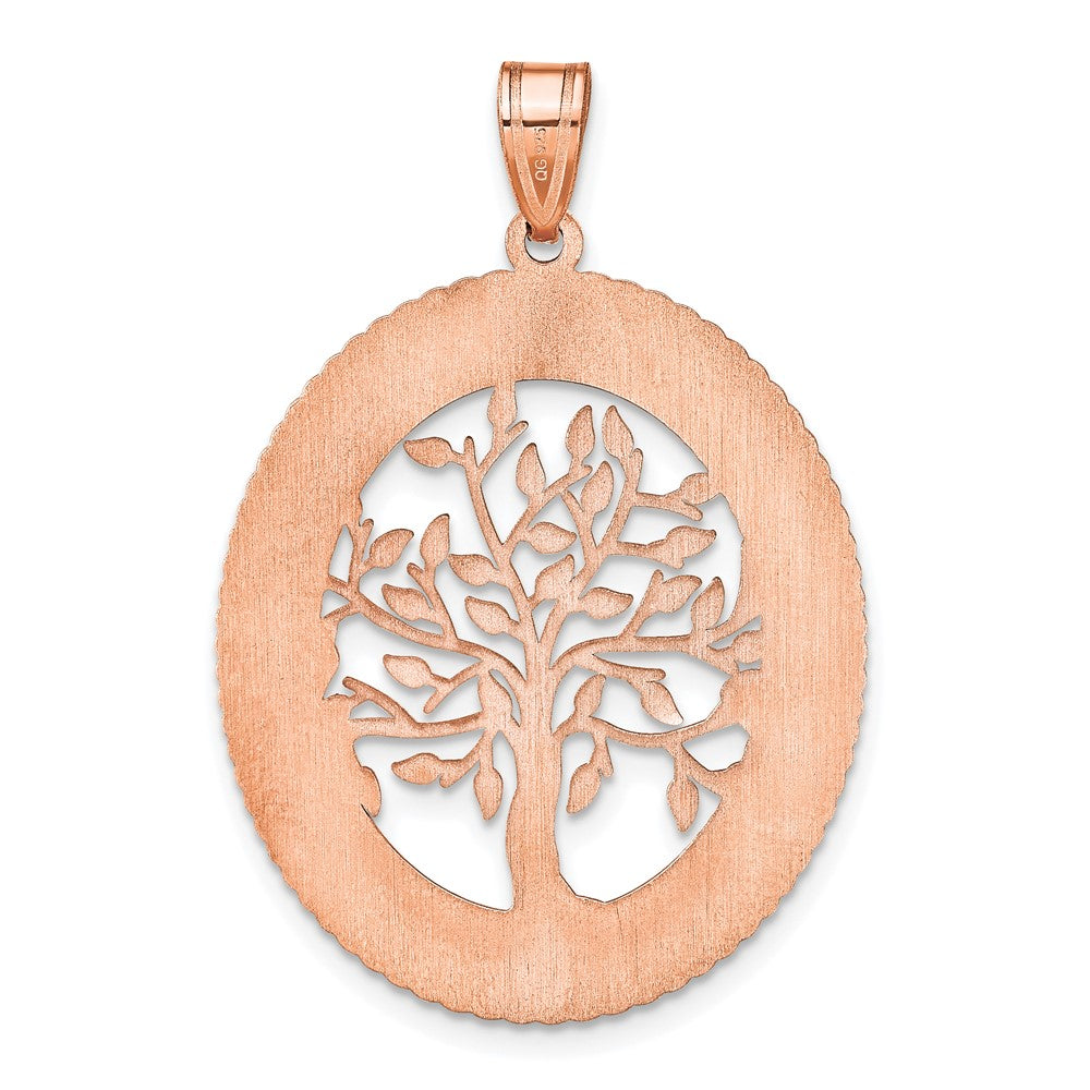 14K Rose Gold Oval Family Tree Pendant