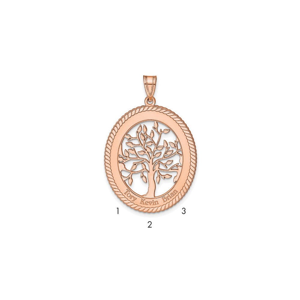 Rose Plated Sterling Silver/Rose Oval Family Tree Pendant