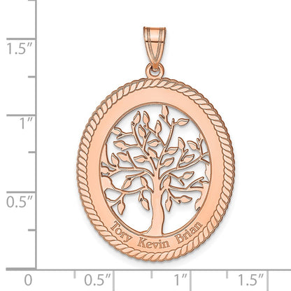 Rose Plated Sterling Silver/Rose Oval Family Tree Pendant