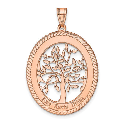 14K Rose Gold Oval Family Tree Pendant