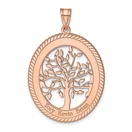 14K Rose Gold Oval Family Tree Pendant