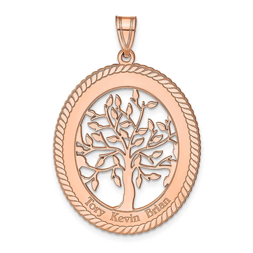 Rose Plated Sterling Silver/Rose Oval Family Tree Pendant