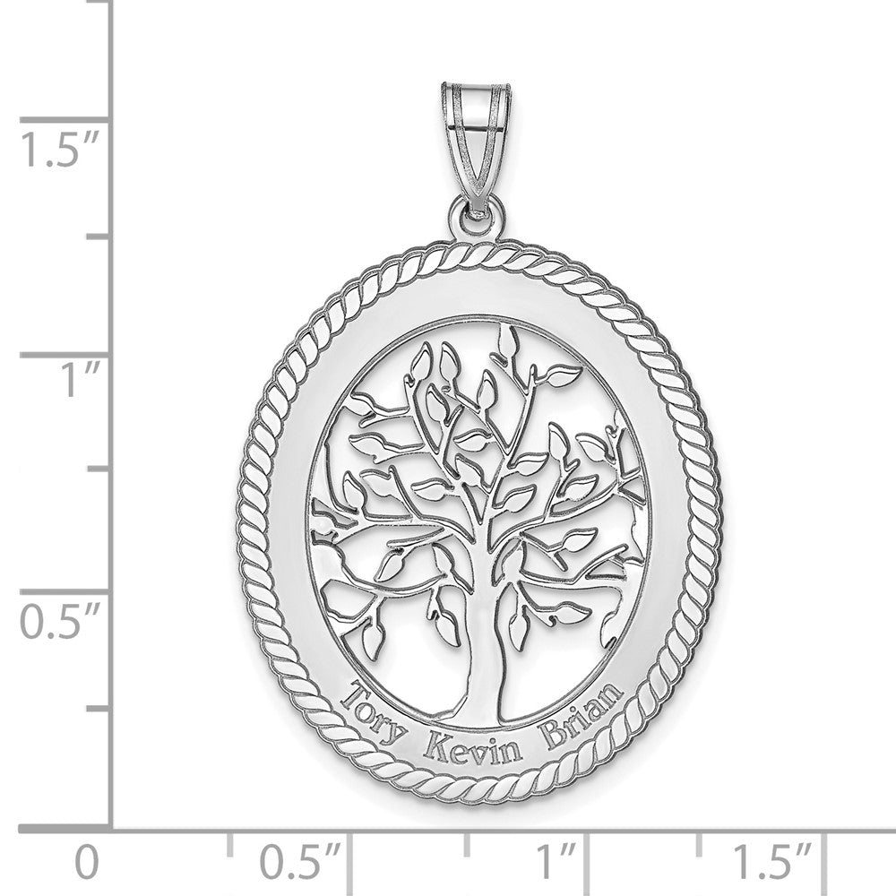14K White Gold 14Kw Oval Family Tree Pendant