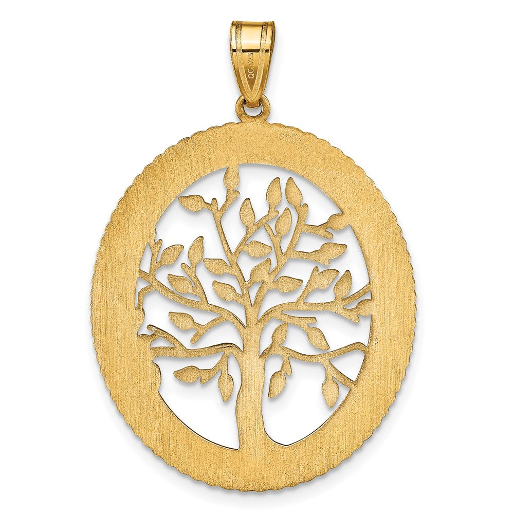 14K Yellow Gold 14Ky Oval Family Tree Pendant