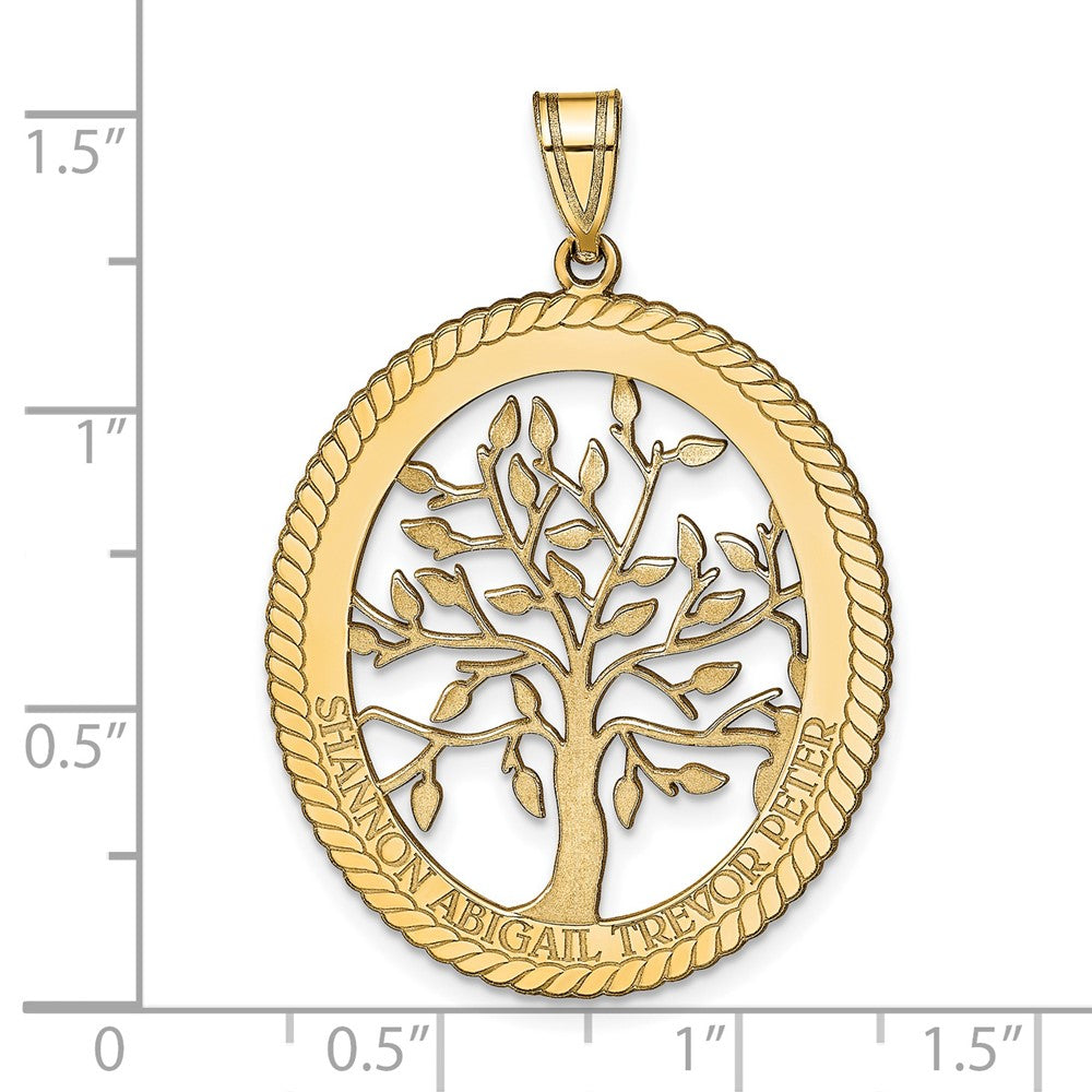 14K Yellow Gold 14Ky Oval Family Tree Pendant