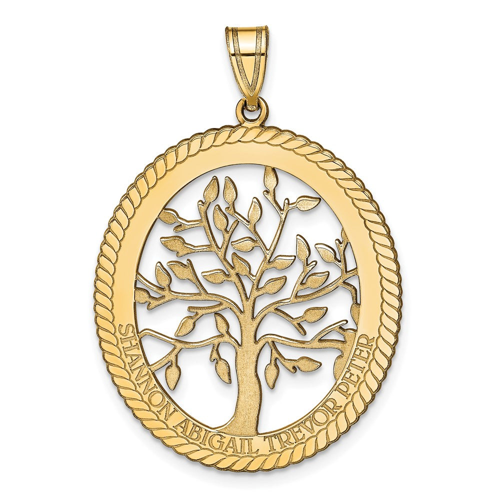14K Yellow Gold 14Ky Oval Family Tree Pendant
