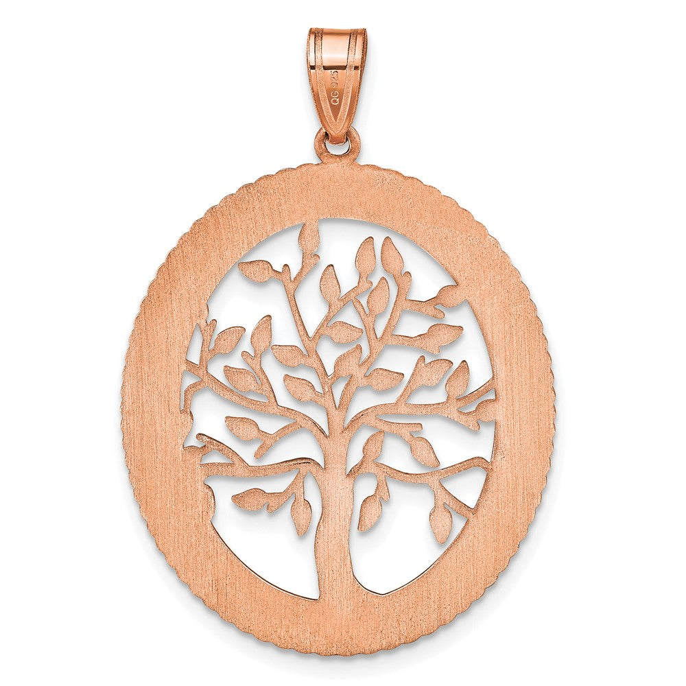 14K Rose Gold Oval Family Tree Pendant