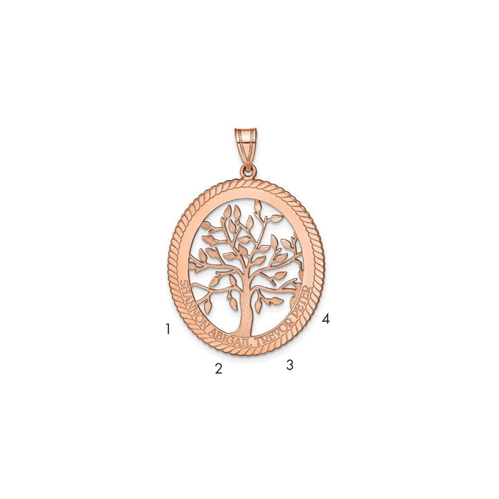 Rose Plated Sterling Silver/Rose Oval Family Tree Pendant