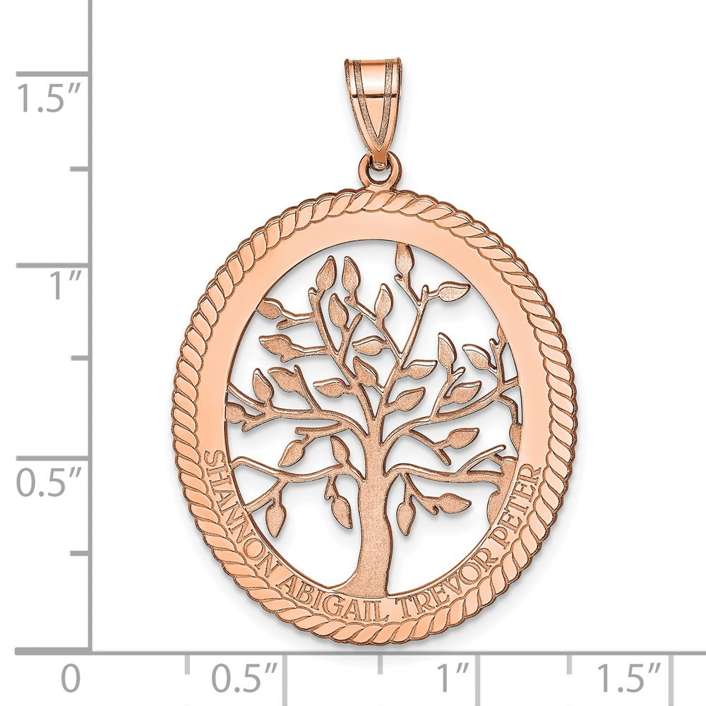 14K Rose Gold Oval Family Tree Pendant