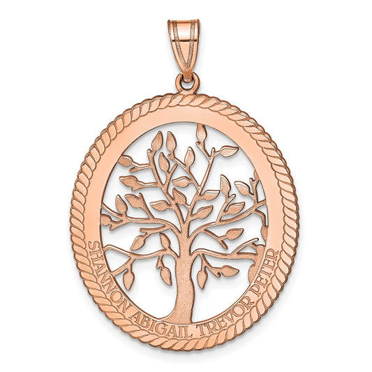 14K Rose Gold Oval Family Tree Pendant