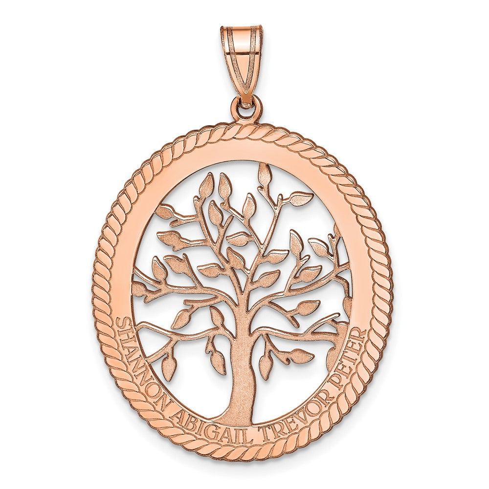 Rose Plated Sterling Silver/Rose Oval Family Tree Pendant