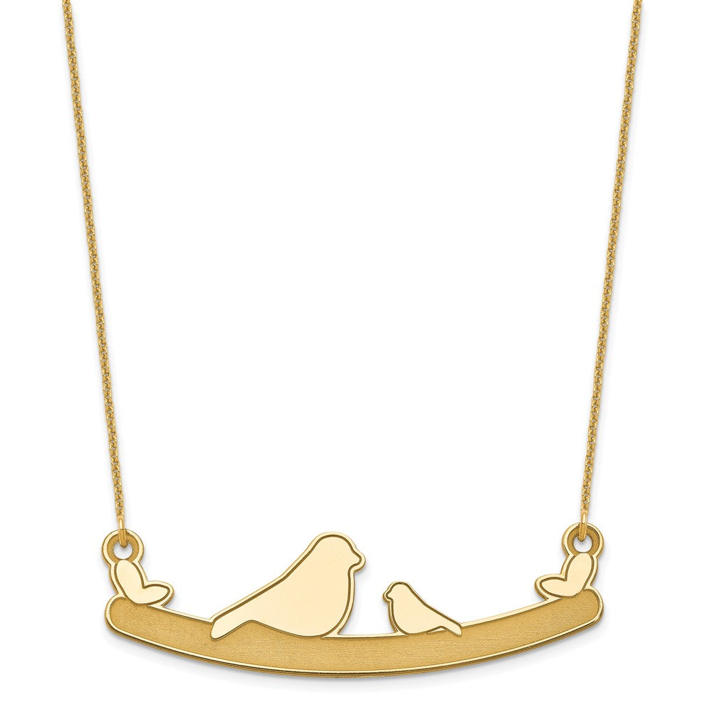 14K Yellow Gold Mom And Baby Bird Necklace