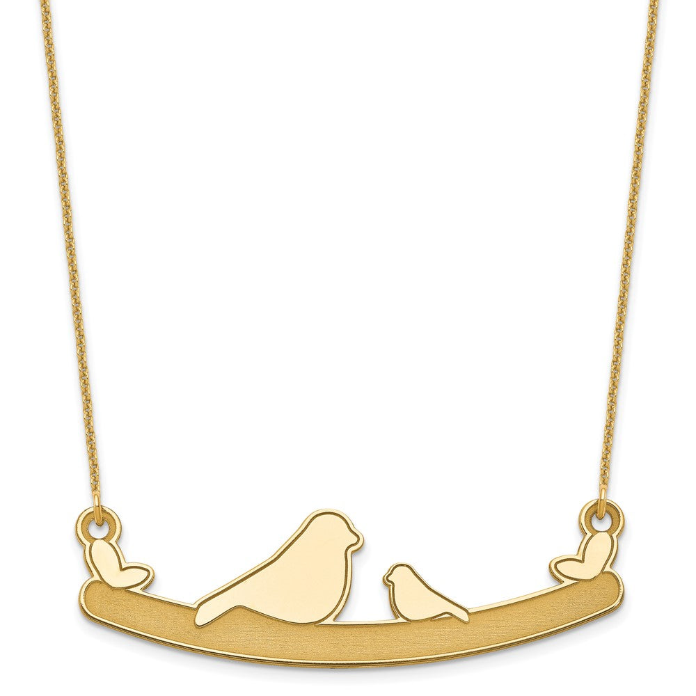 14K Yellow Gold Mom And Baby Bird Necklace