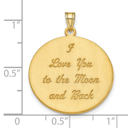 14K Yellow Gold Brushed I Love You To The Moon Pendant