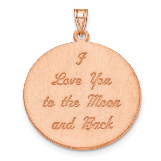 14K Rose Gold Brushed I Love You To The Moon Pendant