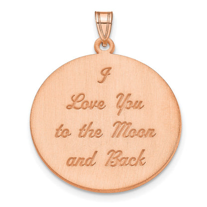 Rose Plated Brushed I Love You To The Moon Pendant