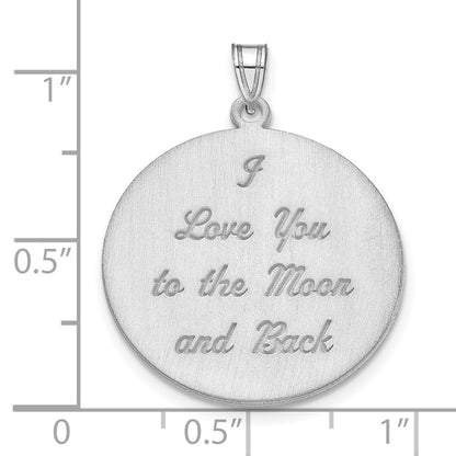 14K White Gold Brushed I Love You To The Moon Pendant