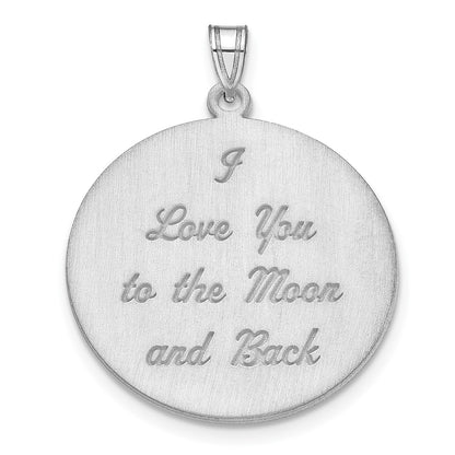 14K White Gold Brushed I Love You To The Moon Pendant
