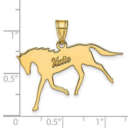 14K Yellow Gold Horse With Name Pendant