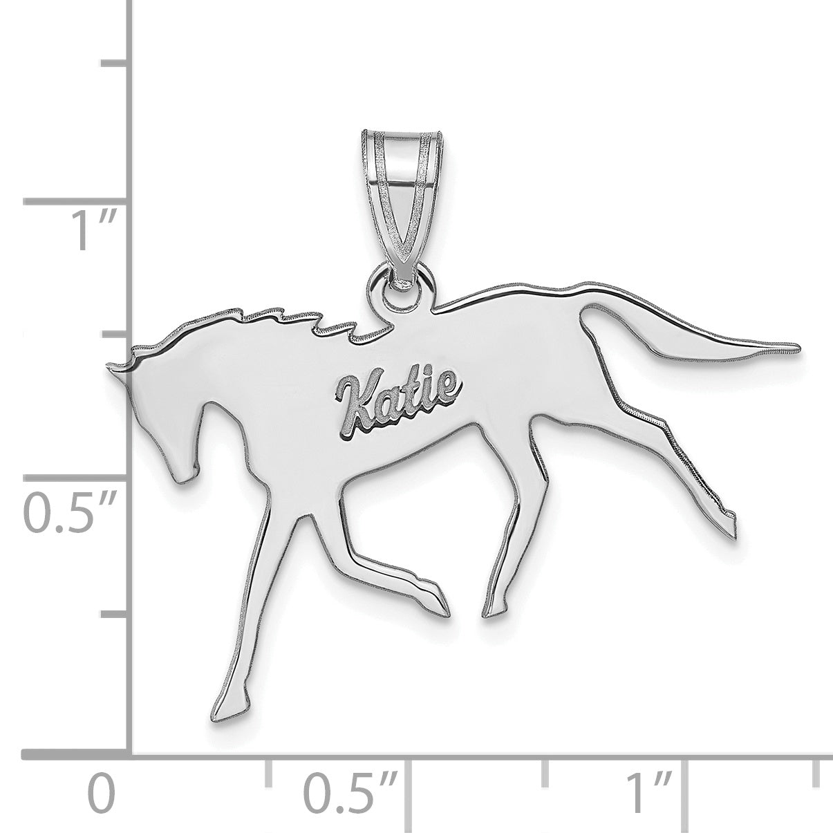 14K White Gold Horse With Name Pendant