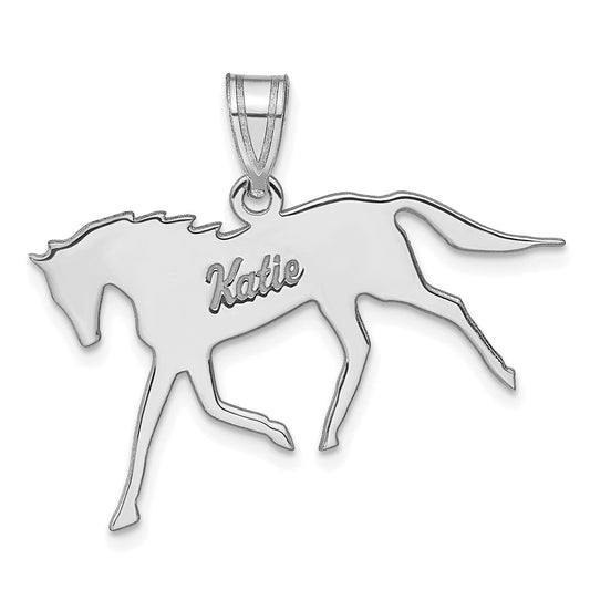 14K White Gold Horse With Name Pendant