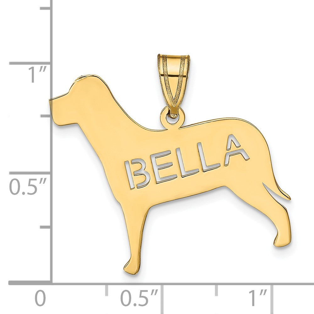 Gold Plated Sterling Silver/Gold Dog With Cut Out Name Pendant