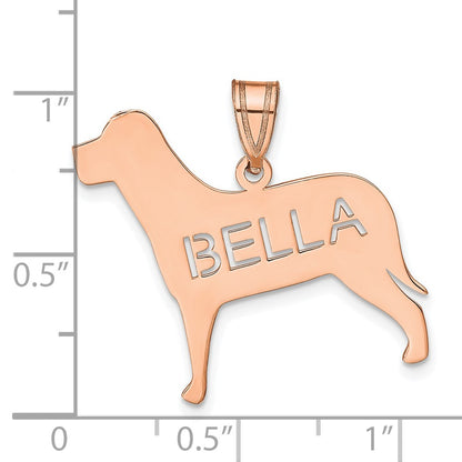 14K Rose Gold Dog With Cut Out Name Pendant