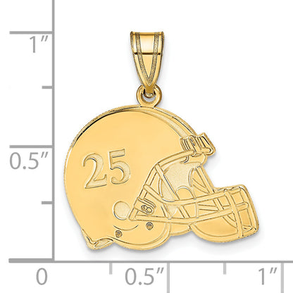 14K Yellow Gold Personalized Football Helmet Pendant
