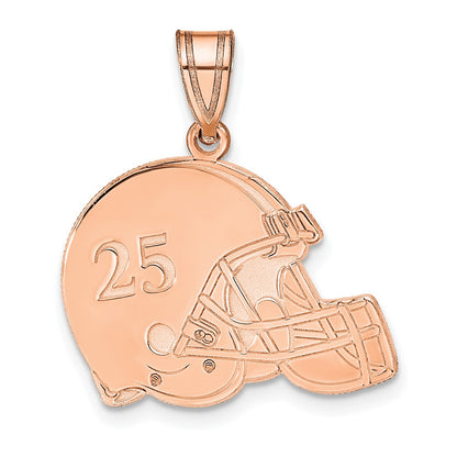 Rose Plated Sterling Silver/Rose Personalized Football Helmet Pendant