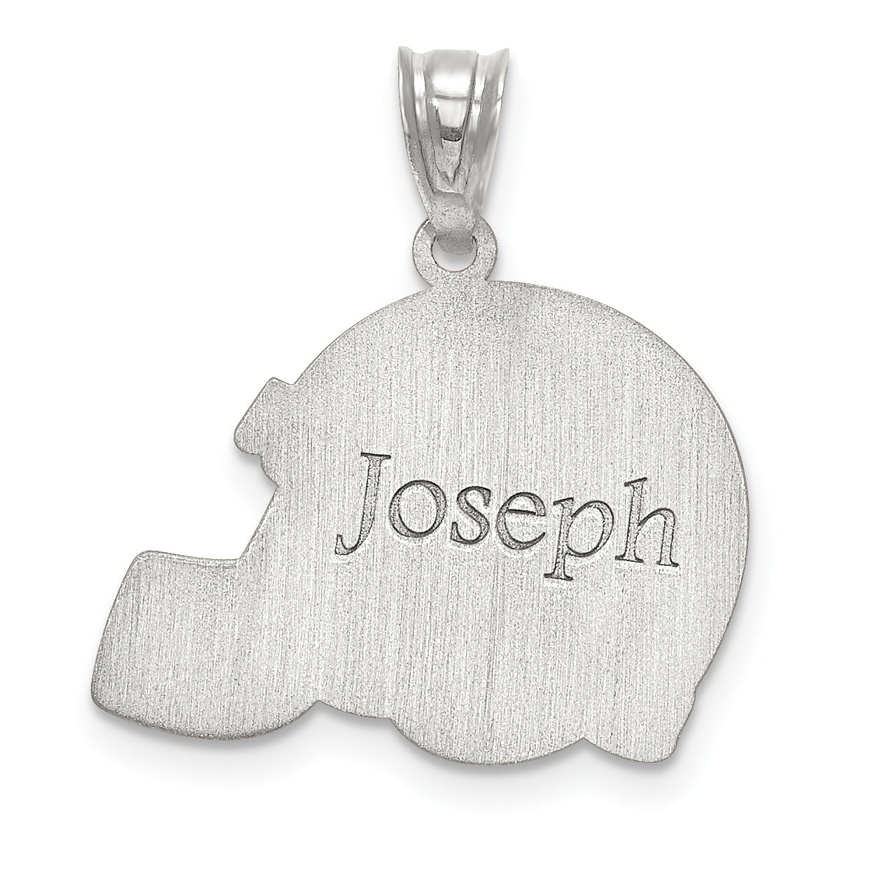 Sterling Silver Rhodium Plated Personalized Football Helmet Pendant