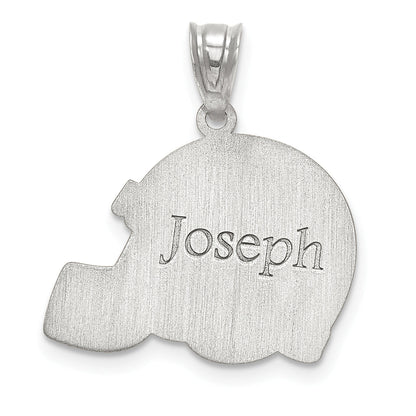 Sterling Silver Rhodium Plated Personalized Football Helmet Pendant