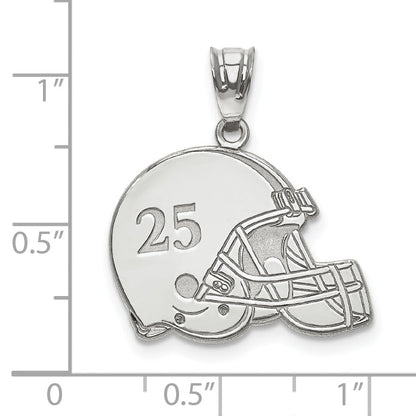 14K White Gold Personalized Football Helmet Pendant