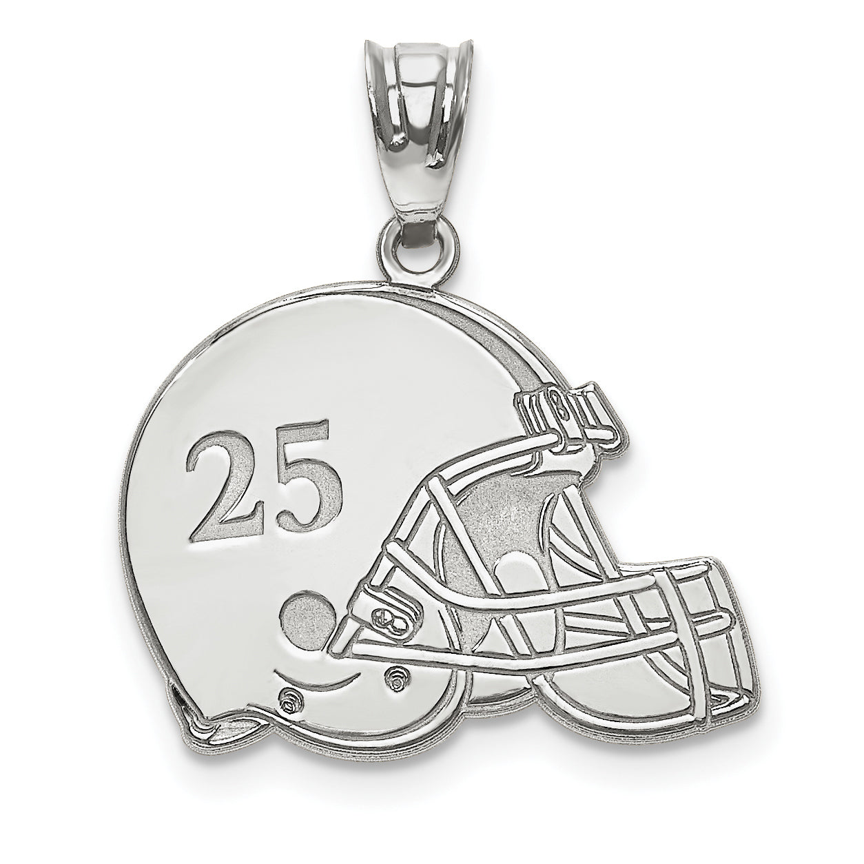 Sterling Silver Rhodium Plated Personalized Football Helmet Pendant