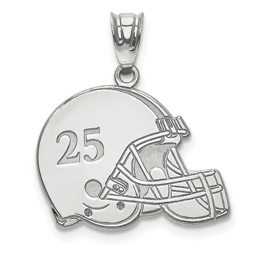 14K White Gold Personalized Football Helmet Pendant
