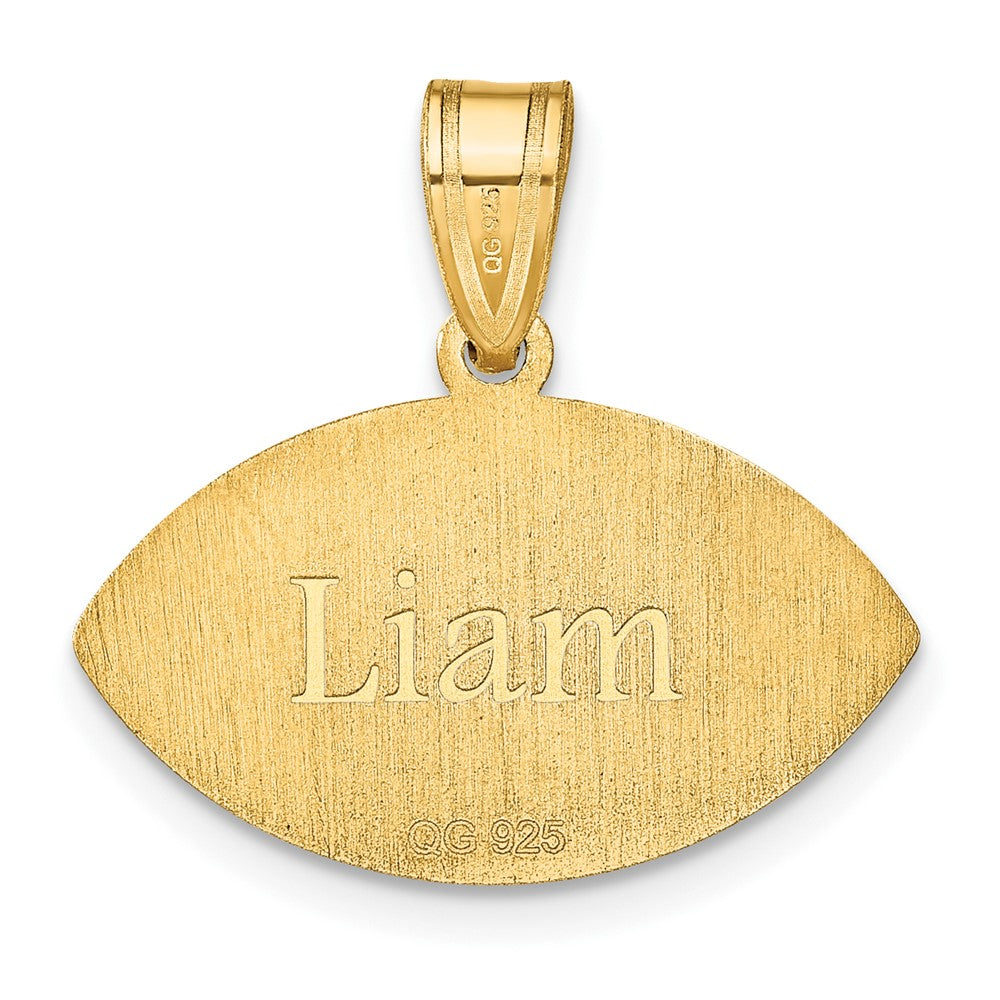 Gold Plated Sterling Silver/Gold Personalized Football Pendant